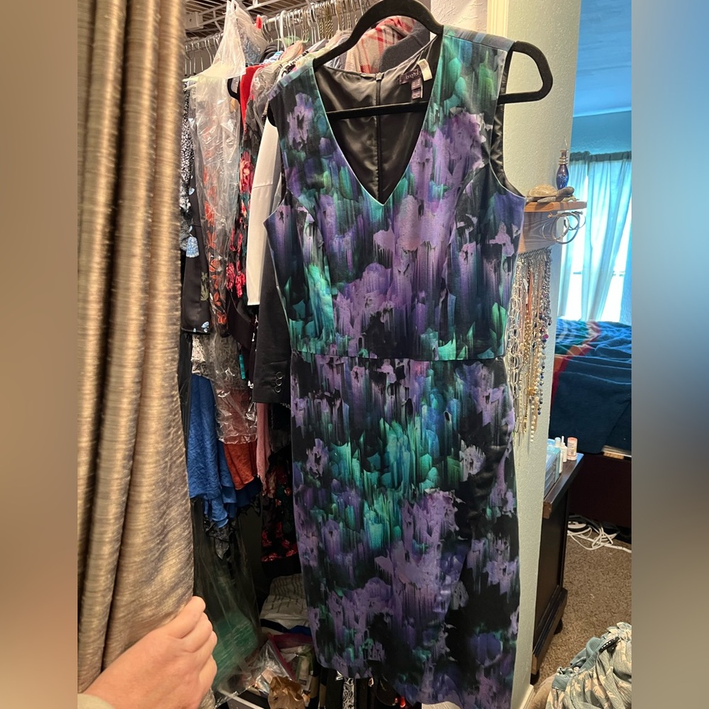 Long Tall Sally Purple and Green Midi Dress